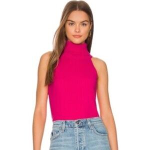 Central Park West Fuchsia l Sleeveless Turtleneck Sweater - Size XS NWT